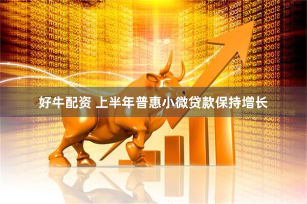 好牛配资 上半年普惠小微贷款保持增长